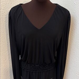 INC International Concepts black long sleeve smocked blouse. Size XL.